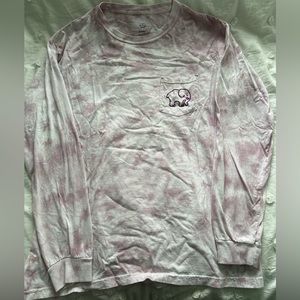 Ivory Ella Pink and White Tye Dye Lon Sleeve Shirt. Size Large.